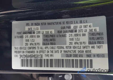 2024 Mazda Cx-30 2.5 S from USA, damaged, VIN 3MVDMBAM6RM628138